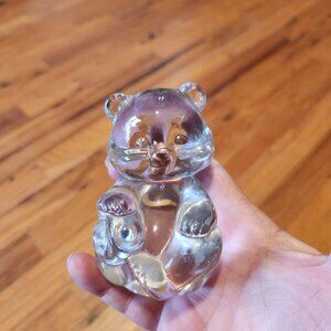 Vintage Fenton Uranium Glass Bear Figurine 3" Collectible Glow Under UV Light